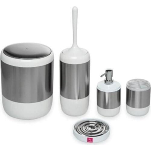 PRIMANOVA NELY 5 PIECE BATHROOM SET WHITE Color Bathroom Sets Bathroom Trash Bin Soap Holder Bathroom Accessory