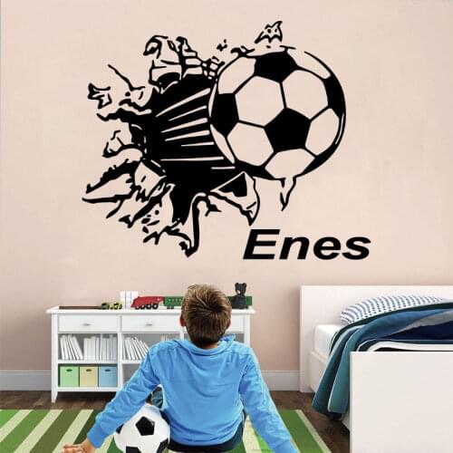 Customizable name football logo vinyl wall decal boy child teen room home decor wallpaper art mural DZ36