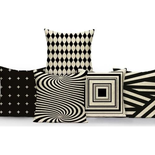 Throw Pillowcase Black White Striped Zebra Geometric Square Pillow Cover Home Car Sofa Living Room Couch Decor Cushion Cover