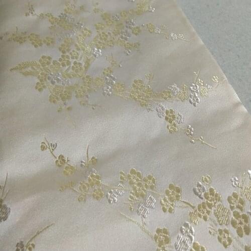 ViaPhil Brand New Beige Gold Plum Blossom Plum Flower Jacquard Brocade Fabric 50x72cm Cloth Dress Upholstery Furnishing Materil