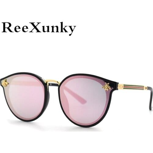 New Classic Bee Lady Mirror Round Sunglasses Women Fashion Brand Designer Gradient Sun Glasses Men Anti-Reflective Shades UV400