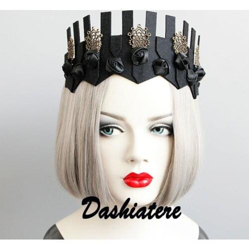 Retro Black Crown Man Exotic King Pope Headgear Roman Style Goddess Tiara Halloween Cosplay Costume Headwear Party