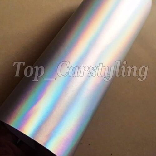 Satin holographic vinyl Car Wrap Film with Air bubble Free matt flip flop rainbow chrome foil size 1.52x20m/Roll 5x67ft
