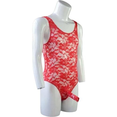 Men Sexy Lingerie Male Hot Erotic See Through Vest Onesie Sheer Open Butt Penis Sheath Bodysuit Sissy Fetish Underwear Costume