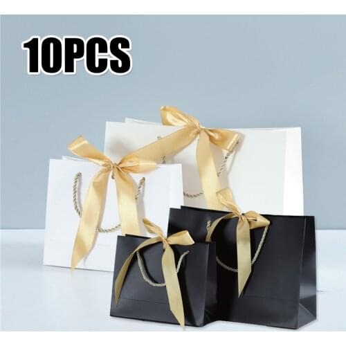 10PCS Shopping Bowknot Ribbon Storage Bag for Clothes Shoes Coat Organizer Wedding Birthday Party Wrapping Favor Bags Boxes