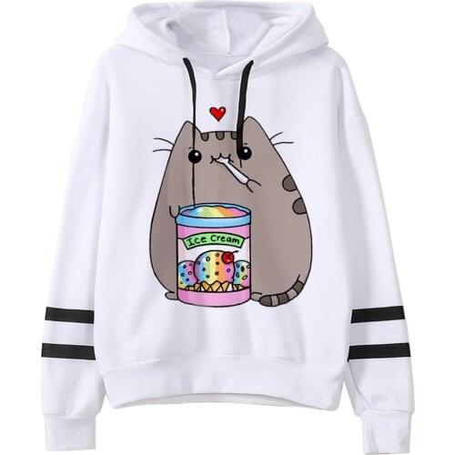 Funny Cat Hoodie Women Fashion Cartoon Korean Harajuku Female Style Kawaii 90s Clothes Hood Sweatshirt Oversized cat clothes