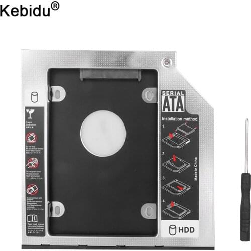 Kebidu Universal 12.7mm Aluminum Plastic for DVD/CD-ROM 2nd HDD Caddy 12.7mm SATA 3.0 For 7-12.5mm 2.5"SSD Case Enclosure