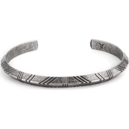 Vintage Mens Women Indian Jewelry Stainless Steel Triangle Bracelet Men Retro Cuff Bracelets For Women Open Bangles pulseira