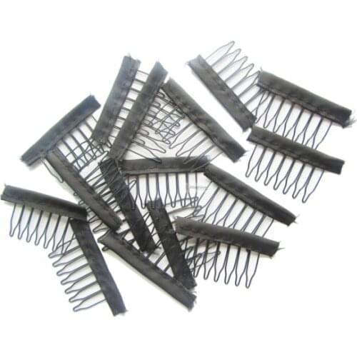 30pcs Black color wire wig clips with 7 teeth hair full lace wig combs snap cap hairpiece accessories styling tools