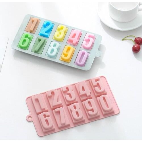 0-9 digital silicone chocolate mold handmade soap fondant ice trellis pastry mold birthday cake digital decoration tool