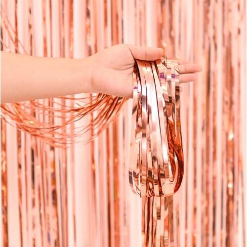 1*2 Meter Rain Silk Curtain Colorful Curtain Wedding Decoration Props Stage Banner Ribbon Birthday Party Drapes Photo Backdrop