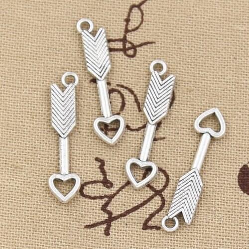 30pcs Charms Arrow Heart 29x7mm Antique Bronze Silver Color Pendants Making DIY Handmade Tibetan Bronze Silver Color Jewelry