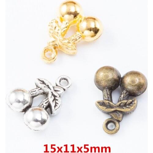 45 pieces of retro metal zinc alloy Cherry pendant for DIY handmade jewelry necklace making 7889