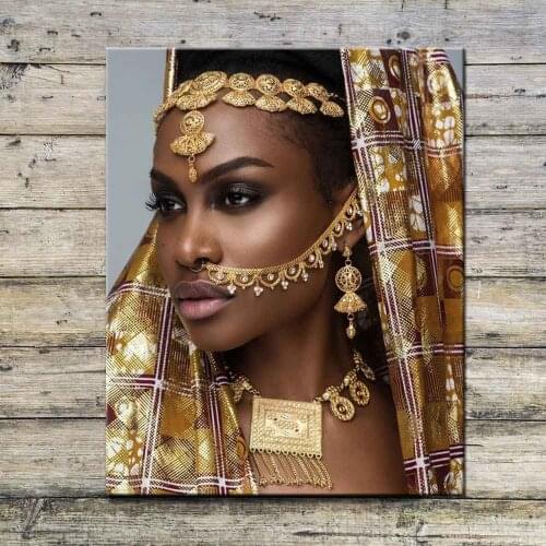 Diamond Embroidery Abstract Gold Crown Black African Woman Diamond Painting full Cross Stitch Mosaic rhinestone Home Decoration