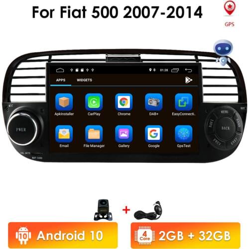 7''Quad Core 2G RAM 32G ROM Android 10 Car DVD Player FOR FIAT 500 Radio GPS DSP WIFI 4G Bluetooth Steering wheel Control Stereo