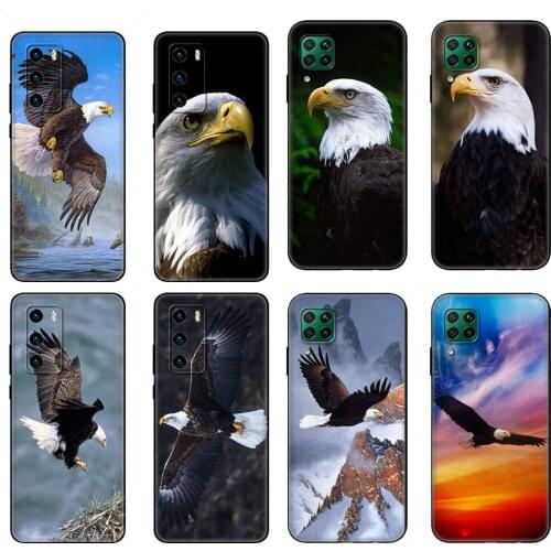 Black tpu Case For Huawei P30 Lite P30 Pro P40 Case For Huawei P40 LITE E P Smart Case Cover Black Eagle Fly the Sky Colorfull