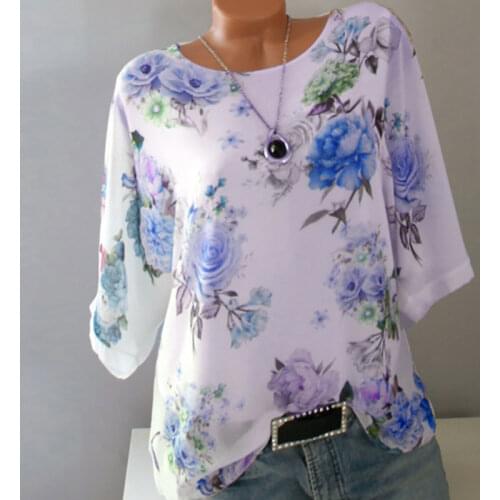 Floral Print Women Blouse Spring Summer Top 5XL Plus Size Long Sleeve Shirt Harajuku Printed Blusa Feminina Womens Tops Blouses