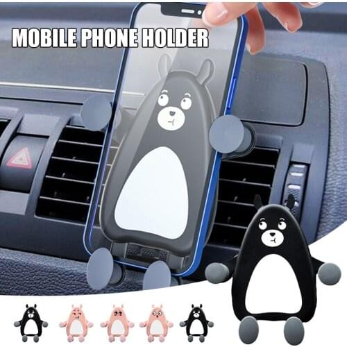 Bear Shaped Car Phone Holder Silicone Triangles Design Stable Bracket Car Air Vent Mount Stand Mini Car Phone Holder Bracket