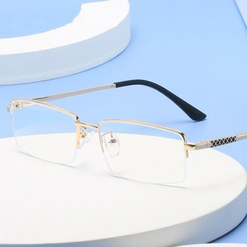 DESIGN Men Titanium Alloy Glasses Frame Fashion Male Anti-Blue Square Ultralight Eye Anti-UV400 Myopia Prescription Eyeglasses