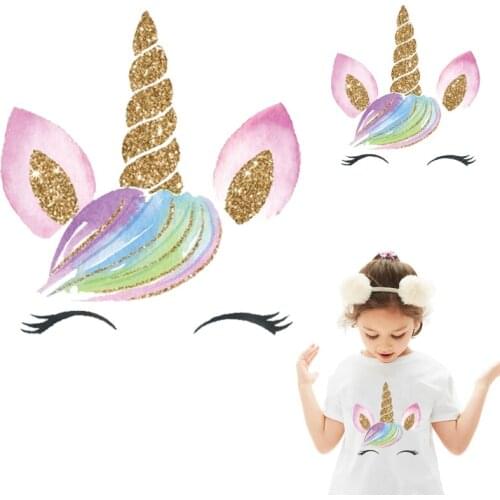 Unicorn applique stickers Iron on transfer for clothing t shirt iron on vinyl transfer patches on clothes thermo stickers Stripe