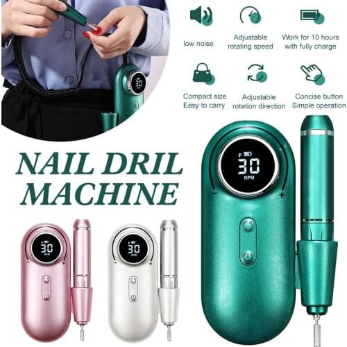 Electric Nail Drill Machine 30000RPM Nail Art File Drill with 6 Drill Bits for Nail Polish Acrylic Gel Nails Manicure Tool