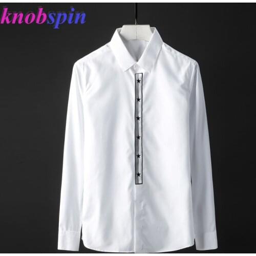 Europe Fashion Brand Men Shirt 2019 New Arrival Slim long sleeve Casual Chemise homme Printed Camisas business male Shirts