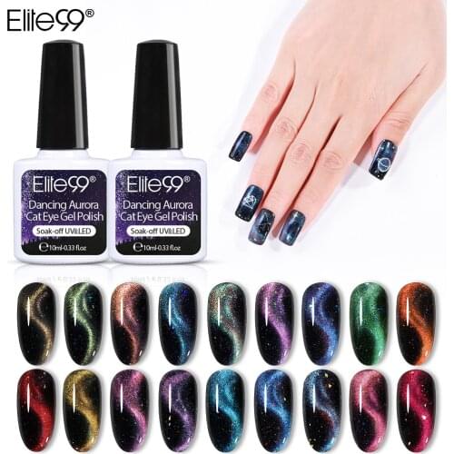 Elite99 9D Chameleon Cat Eye Gel Polish Magnetic Cat Eye Shining Gel Lacquer Black Base Needed Nail Art Soak Off UV Gel 10ml