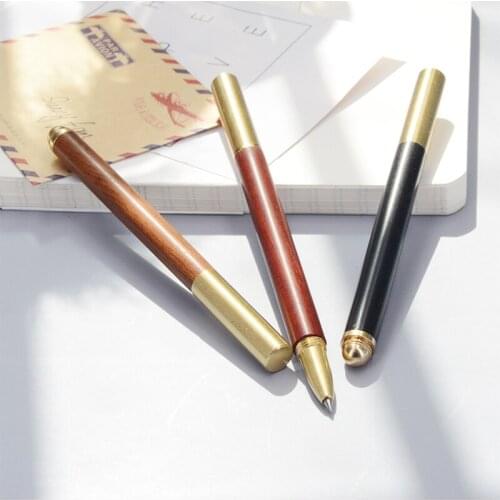 JNMZAUM brand new item wood brass metal roller pen high quality student and office gift gel pens promotional ballpoint pen set