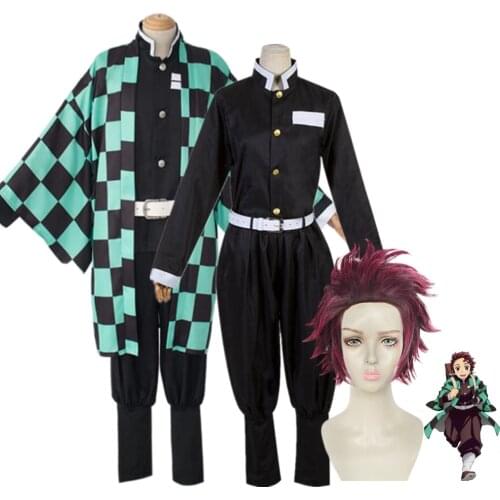 Demon Slayer Tanjirou Kamado Cosplay Costume Anime Kimetsu no Yaiba Men Kimono Costume New
