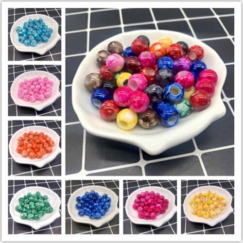 New 30pcs 12x10mm Big Hole Round Acrylic Beads for Jewelry Making DIY Accessory Necklace Jewelry Making