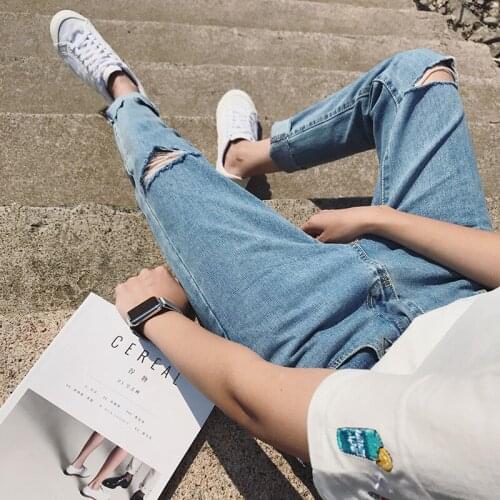 Top quality 2020 spring Autumn Mens short Casual youth knee Ripped hole loose blasting hip hop streetwear harem pants men