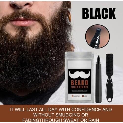 8g Beard Filling Pen Kit 2pcs Barber Pencil with Brush Salon Facial Styling Eyebrow Tool Male Mustache Repair Tool
