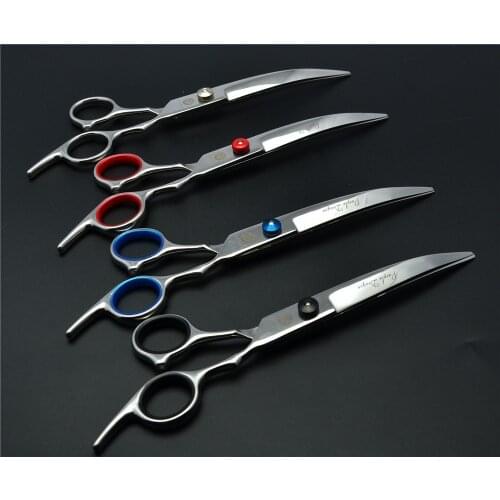 6.0 inch 17.5cm 4 Colours Brand Curve Hairdressing Scissors Best Dogs Cats Bent Down Cutting Shears Pets Hair Scissors