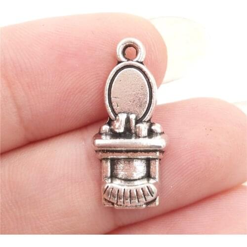 BULK 30 Zinc Alloy Antique Silver Plated Stylist Dresser Charms Hairdresser Themed DIY Bracelet Jewelry Making 10*20mm 1.6g