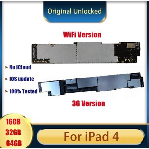 Original A1458 / A1459 / A1460 Mainboard for ipad 4 Motherboard with Full Chips Clean iCloud unlocked Logic board