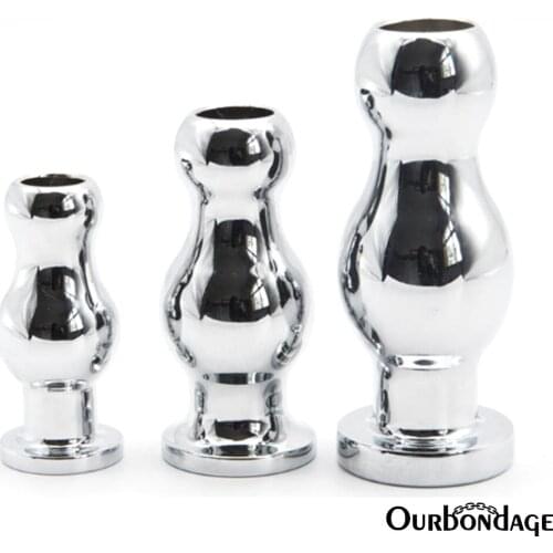 Ourbondage Aluminium Alloy Gourd Shape Anal Dilator SET For Woman Men Gay Douche Enema syringe Butt Plug Anal Sex Toys