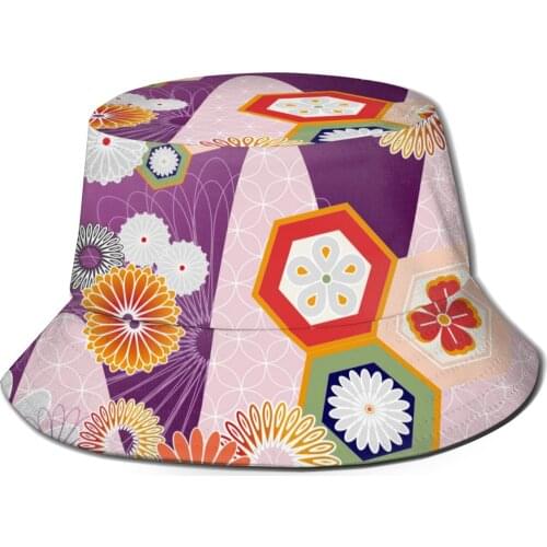 CINESSD Bucket Hat Unisex Bob Caps Hip Hop Gorros Japanese Culture Flowers Summer Panama Cap Beach Sun Fishing Hat
