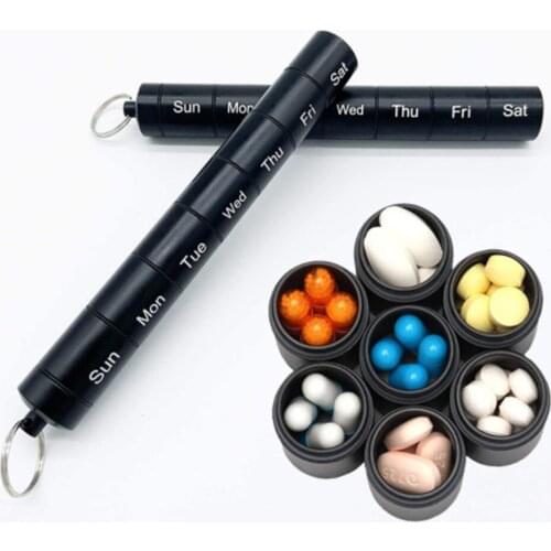 ​Portable Pill Box Aluminum Alloy Pill Case Medicine Tablet Dispenser Organizer Pill Box Outdoor Mini Storage Container