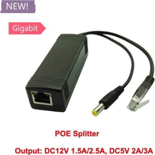 DC38-56V Input to 12V 1.5A/2.5A / 5V 2A/3A Output Gigabit 100M/1000M POE Splitter IEEE802.3af/at standard For IP camera systems