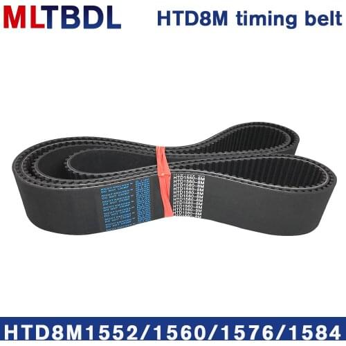Rubber synchronous belt HTD8M 1552 1560 1576 1584 pitch=8mm arc tooth industrial transmission toothed belt width15/20/30/40