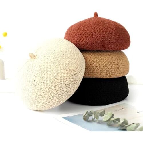Spring Summer Women Girls Cool Beret Chic French Artist Beanie Cap Solid Color Elegant Ladies Head Accessories Party Outdoor Use