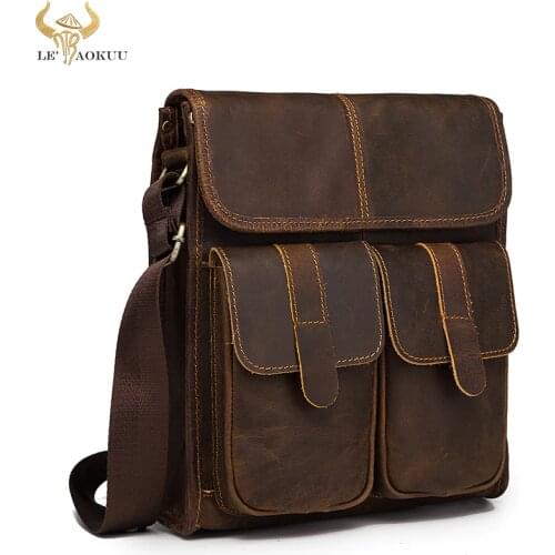 New Fashion Quality Leather Multifunction Male Casual messenger bag Satchel cowhide 10" Cross-body Shoulder bag For Men 009-db