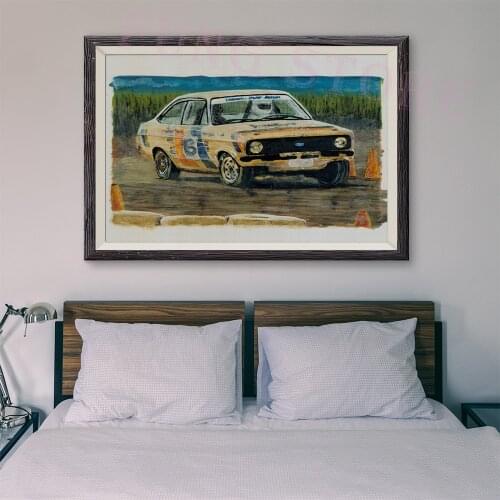 T172 Retro Racing Car Classic Painting Yellow Car 1 Custom Silk Poster Home Deco Wall Art Christmas Gift