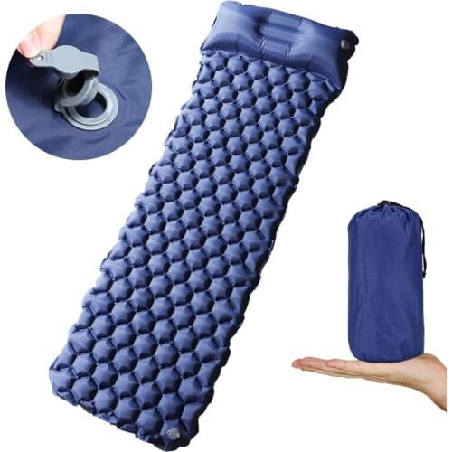 Outdoor Sleeping Pad Camping Inflatable Mattress with Pillows Travel Mat Folding Bed Ultralight Air Cushion Hiking Trekking