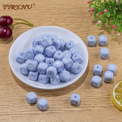 TYRY.HU 50Pcs 12mm Candy color Silicone Letter Beads Baby Teether Beads Food Grade silicone bead For DIY Baby Teething Necklace