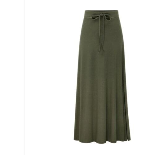 High Quality Women Pleated Long Skirt Fashion Slit Belted Maxi Skirt Autumn Winter High Waist Vintage A-Line Skirts
