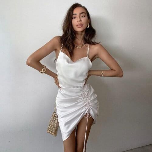 Europe and the United States 2021 spring and summer new womens fashion sexy halter strap pleated dress