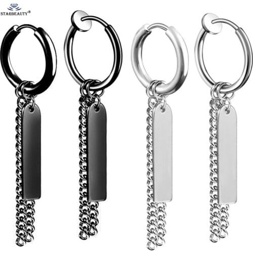 1 pc Square Iron Tassel Clips Titanium Helix Piercing Tragus Piercing Ear Cuff Fake Earrings Clip Earring Fake Piercing Jewelry