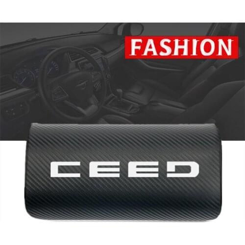 1pcs car neck pillows both side pu leather single headrest case for For Kia CEED 2017 2018 Accessories Car Styling
