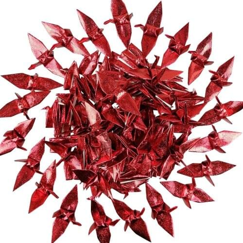 100PCS Red Folded Origami Paper Crane DIY Birds Garlands for Wedding Decoration Baby Shower Birthday Party Home Decor